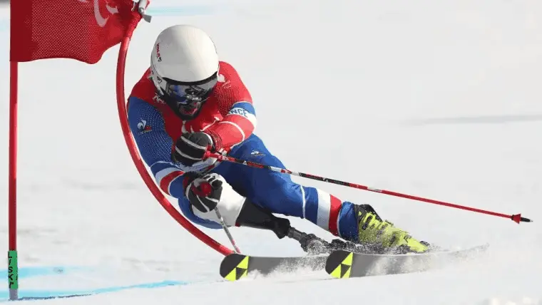 Paralympic athlete skiing